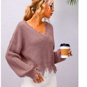 Distressed mauve sweater